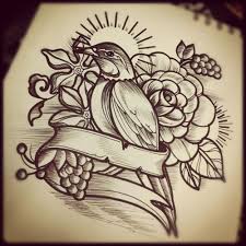 Bird And Rose Tattoo Drawing Old School Bird Flower Google Search Tattoos Stripe Tattoo Body Art Tattoos