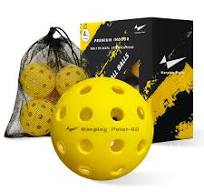 Outdoor Pickleball Balls 4 Pack 40 Holes Yellow PickleBalls with Mesh Bag Mee...