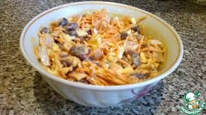 салат с фасолью и сухариками и корейской морковью и колбасой Salat S Fasolyu I Korejskoj Morkovyu Kulinarnyj Recept