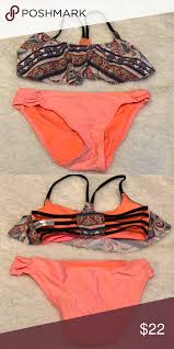 Rue 21 Bathing Suit Coral Bathing Suit Set Top And Bottoms