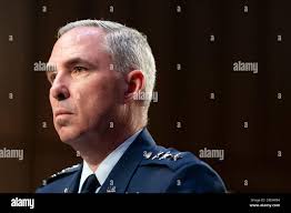 Air Force Lt. Gen. Gregory Guillot testifies during a Senate Armed Services  Committee hearing to examine his nomination to be appointed to the grade of  general and to be top commander of
