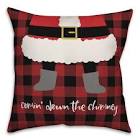 Santa Comin' Down the Chimney Throw Pillow Cover Size: 18" x 18", Fill Material: Pillow Cover Only - No Insert