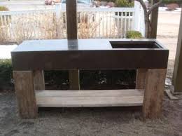 Botany Potting Bench Sink Description Concrete Botany Potting Bench Sink With Wood Potting Bench Outdoor Buffet Tables Modern Potting Benches