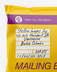 Download Glossy Mailing Bag Mockup Top View In Bag Sack Mockups On Yellow Images Object Mockups PSD Mockup Templates
