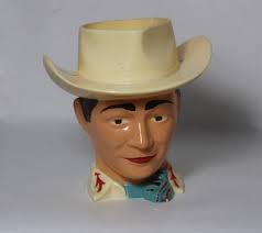 Rare Hard Plastic Roy Rodgers "king of the Cowboys" Handled Milk Cup by FF  Mold & Die Works Dayton, Ohio 2 Section Mold