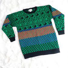 E.Z. Spirit Sweater Vintage 80's Colorful Geometric Oversize Floral Sweater  Sz M | eBay