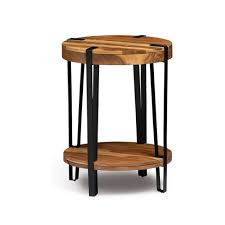 Buy solid wood round tables and get the best deals at the lowest prices on ebay! Alaterre Furniture 21 Ryegate Natural Brown Live Edge Solid Wood Round End Table Metal And Wood Target