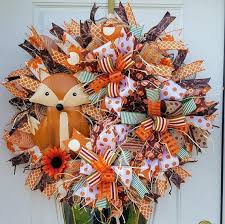 Fall Fox Wreath Fall Fox Decor For Door Autumn Wreath Best Fall Door Decor Autumn Decor Fall Porch Fall Decorations Porch Fall Door Decorations Fox Decor