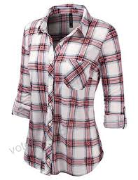 Jj Perfection Womens Long Sleeve Collared Button Down Plaid