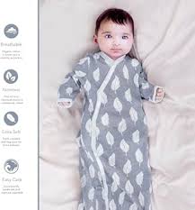 Cambria Baby 100% Organic Kimono Gowns. Side Snaps with Built in Mitts.,  Feathers and Forest Animals, 0-6 Months: Buy Online at Best Price in UAE