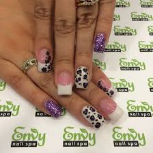 Animal Print Cheetah Purple Glitter Nails Envy Nail Spa Purple Glitter Nails Animal Print Nails Nail Spa