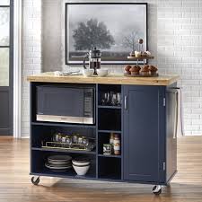 tms microwave kitchen cart, navy
