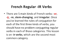 French Regular Verbs In Er Re Ir Present Tense