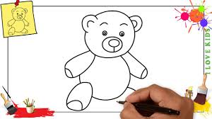 Color the teddy bear brown, the nose and eyes black and the circles on the ears and feet a darker brown. How To Draw A Teddy Bear Easy Step By Step For Kids Beginners Children Youtube