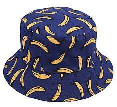 Joylife Banana Print Bucket Hat Fruit Pattern Fisherman Hats Summer Reversible Packable Cap Navy Hat Summer Trendy Hat Bucket Hat Fashion