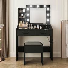 Lights Makeup Vanity With Power Outlet