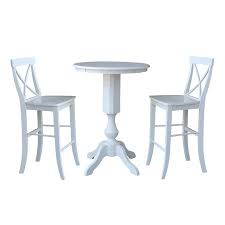 30 Round Top Bar Height Table And 2 X Back Stools White 3 Piece Set Walmart Com In 2020 Bar Height Table Bar Height Stools Bar Height Dining Table
