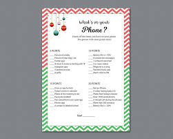 What S In Your Phone Game Printable Baby Shower Games Etsy Cell Phone Game Holiday Party Games Christmas Games