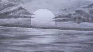 Realistic Island Drawing With Pencil Charcoal Guam Youtube Drawing Sunset Charcoal Drawing Tutorial Ocean Drawing