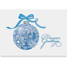 Treat your clients with a custom christmas card. Business Christmas Cards 25 Personalized Greeting Cards With Foil And Embossing Blue Ornament Amazon In Office Products