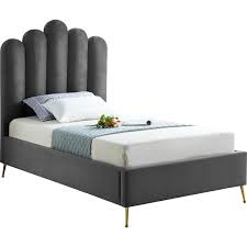 If you're interested in finding platform beds options other than gray and velvet, you can further refine your filters to get the selection you want. Meridian Furniture Contemporary Velvet Upholstered Platform Bed With Sturdy Gold Steel Legs And Deep Channel Tufted Headboard Walmart Com Walmart Com