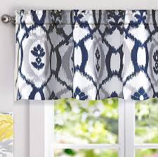 Waverly navarra floral pattern scalloped window valance curtains, 52 x 16, crimson. Amazon Com Driftaway Evelyn Ikat Fleur Floral Pattern Window Curtain Valance 52 Inch By 18 Inch Navy Blue Home Kitchen