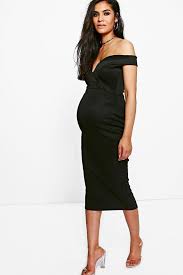Maternity Sweetheart Off The Shoulder Midi Dress Boohoo Body Con Dress Outfit Bodycon Dress Outfit Summer Summer Dress Outfits