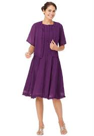 Woman Within Plus Size Dress And Jacket Set In Pretty Georgette With Ruffles Purple Passion 22 W Traveling O Plus Size Outfits Dress And Jacket Set Dresses