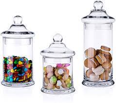Check spelling or type a new query. Buy Diamond Star Set Of 3 Clear Glass Apothecary Jars Elegant Storage Jar With Lid Decorative Wedding Candy Organizer Canisters Home Decor Centerpieces H 11 8 5 7 5 D 5 Online In Turkey B087mb5b51