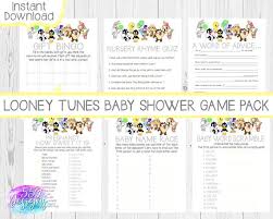 This post was created by a member of the buzzfeed commun. Baby Looney Tunes Baby Shower Game Pack Grey Yellow Set Of 6 Etsy