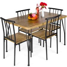 Maybe you would like to learn more about one of these? Best Choice Products 5 Piece Indoor Modern Metal And Wood Rectangular Dining Table Furniture Set W 4 Chairs Brown Walmart Com Walmart Com