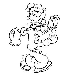 Popeye Coloring Pages To Print Popeye Flying With Parachute Coloring Page Popeye Bringing Spinach Cartoon Coloring Pages Coloring Pages Free Coloring Pages