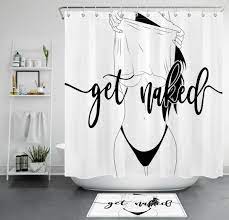 Get Naked Shower Curtain w/ Hooks Sexy Girl Undressing Bathroom Accessory  Sets | eBay