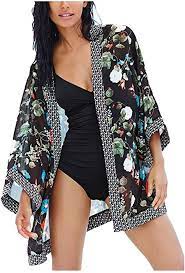 Wander Agio Bikini Coverup Swimsuit Bohemia Sunscreen Beach Cover Up For Women Black Leaf At Amazon Women S Clot Swimwear Fashion Fashion Kimono Beach Cover Up