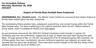 The official source for seminoles football news, events, and more. Pete Thamel On Twitter Florida State S Game Against Uva Is Postponed Second Week In A Row Fsu Is Postponed On Gameday