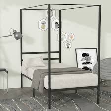 Featuring a simple box frame, you can personalize this frame with plenty of style options by using any fabric of your choice, making this a phenomenal addition to your bedroom. Yitahome Twin Metal Canopy Bed Frame With Headboard Platform No Box Spring 14 Ebay