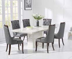 You'll be amazed at the affordability of our cosmopolitan dining tables, chairs and dining sets. Carvelle 160cm White Pedestal Marble Dining Table With Angelica Chairs