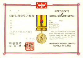 It is authorized for award to members of the armed forces of the united states who have served on active duty in support of the defense of the republic of korea. Korea S Service Medal