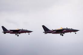 A jet is a stream of liquid or gas which is moving together in parallel. Alpha Jet The Flying Bulls