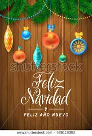 Merry Christmas And Happy New Year Spanish Language Christmas Fir Tree With Decoration On Dark Wooden Board S Izobrazheniyami Veselogo Rozhdestva