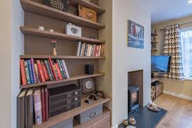 How to put out a log burner fire quickly and safely. Alcove Floating Shelves In Black American Walnut Harrogatetom Maxwell Bespoke Joinery Handcrafted Furniture
