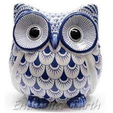 Bottom marked with logo, van briggle, colo. Blue And White Owls
