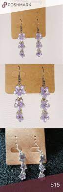 Lilac Flower Drop Earrings Euc Drop Earrings Jewelry Sales Vintage Jewelry Earrings