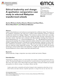 From this new cases, only two were imported. Pdf Ethical Leadership And Change A Qualitative Comparative Case Study In Selected Malaysian Transformed Schools