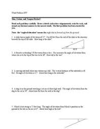 Here's the answer to solve the equation the video before this one is called trig word problem: Angle Of Depression Elevation Lesson Plans Worksheets