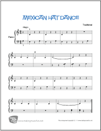 Mexican Hat Dance La Raspa Free Beginner Piano Sheet Music