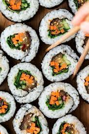 Eggplant Sushi Lazy Cat Kitchen Recipe Vegetarian Sushi Recipes Sushi Recipes Veggie Sushi