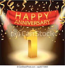 Check out our 1st anniversary card selection for the very best in unique or custom, handmade pieces from our greeting cards shops. Vector Illustration Of Happy 1st Anniversary Celebration With Golden Confetti And Spotlight Canstock
