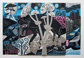 Clare Curtis Black Shuck Linocut Linocut Prints