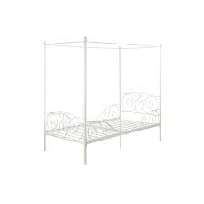 Target / furniture / white metal frame bed. Twin Size White Metal Canopy Bed With Heart Scroll Design Fastfurnishings Com